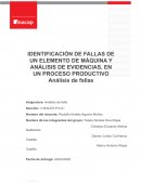 IDENTIFICACIÓN DE FALLAS DE UN ELEMENTO DE MÁQUINA Y ANÁLISIS DE EVIDENCIAS, EN UN PROCESO PRODUCTIVO Análisis de fallas