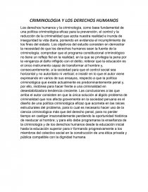 CRIMINOLOGIA Y LOS DERECHOS HUMANOS. Página 1