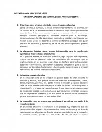 CINCO IMPLICACIONES DEL CURRÍCULO EN LA PRÁCTICA DOCENTE. Página 1