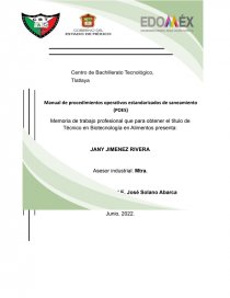 Manual de procedimientos operativos estandarizados de saneamiento (POES). Página 1
