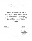 Diagnostico Participativo para la creación de Empresa Socio-Productiva de Elaboración de Mermeladas Artesanales, con la Participación del Consejo Comunal Somos Uno