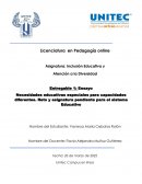 Necesidades educativas especiales para capacidades diferentes. Reto y asignatura pendiente para el sistema Educativo