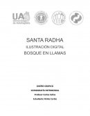 SANTA RADHA ILUSTRACIÓN DIGITAL BOSQUE EN LLAMAS