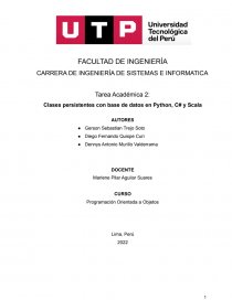 Clases persistentes con base de datos en Python, C# y Scala. Página 1