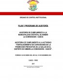 AUDITORIA DE CUMPLIMIENTO A LA ACTIVIDAD “FORTALECIMIENTO DE CAPACIDADES DE LA PROMOCION PREVENTIVA DE LA SALUD EN EL DISTRITO DE KIMBIRI-LA CONVENCIÓN - CUSCO