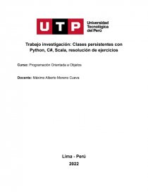 Clases persistentes con Python, C#, Scala, resolución de ejercicios. Página 1