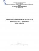 Diferentes contextos de las escuelas de administración y el proceso administrativo