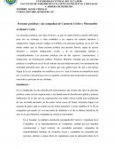 Personas jurídicas y las compañías de Comercio Civiles y Mercantiles