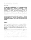 RELATORIA DEL PROCESO ADMINISTRATIVO