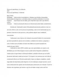 Procesos de aprendizaje y la evaluación 2022. Página 1