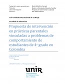 Propuesta de intervención en prácticas parentales vinculadas a problemas de comportamiento de estudiantes de 4ᵒ grado en Colombia