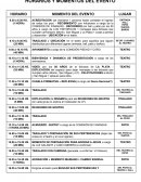 HORARIOS Y MOMENTOS DEL EVENTO