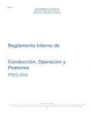 Reglamento Interno de Conducción, Operación y Peatones