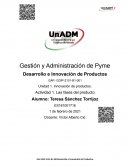 Innovación de productos. Actividad 1. Las fases del producto