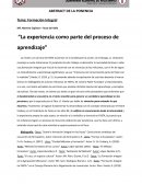 La experiencia como parte del proceso de aprendizaje