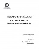 INDICADORES DE CALIDAD: CRITERIOS PARA LA DEFINICION DE UMBRALES