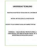 SELECCIÓN DEL PROYECTO PARA LA CREACIÓN DEL SITIO WEB DE RECREA DIGITAL DE LA SECRETARIA DE EDUCACIÓN JALISCO