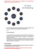 Marketing. Explique y ejemplifique 5 de los 10 tipos de marketing