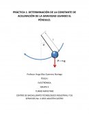 PRÁCTICA 1. DETERMINACIÓN DE LA CONSTANTE DE ACELERACIÓN DE LA GRAVEDAD USANDO EL PÉNDULO