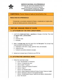 COMPETENCIA: Producir Textos en Inglés en forma Escrita y Oral. Página 1