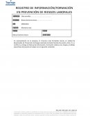 REGISTRO DE INFORMACIÓN/FORMACIÓN EN PREVENCIÓN DE RIESGOS LABORALES