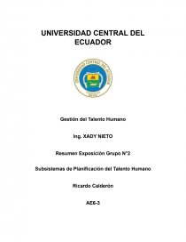 Subsistemas de Planificación del Talento Humano. Página 1