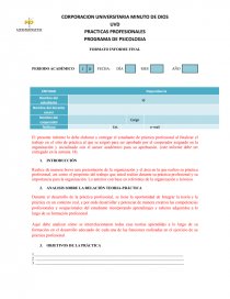 PRACTICAS PROFESIONALES PROGRAMA DE PSICOLOGIA. Página 1