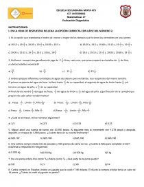 Examen diagnóstico primer grado. Página 1