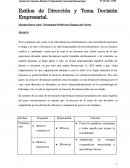 Estilos de dirección y toma de desiciones