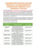 FUNDAMENTAMOS NUESTRA POSICIÓN RESPECTO A LOS MECANISMOS DE CONSERVACIÓN AMBIENTAL EN LA COMUNIDAD Y ESCUELA