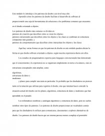Este módulo lo introdujo a los patrones de diseño a un nivel muy alto. Página 1
