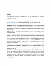 “INTELIGENCIAS MÚLTIPLES PREDOMINANTES EN LOS RESIDENTES DE MEDICINA FAMILIAR DE LA UMF 2”. Página 1