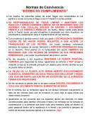 Normas de Convivencia “ESTRICTO CUMPLIMIENTO”