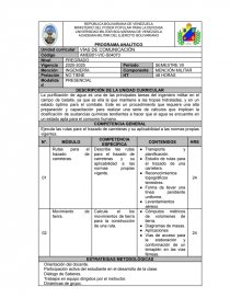 Programa vías de comunicación. Página 1