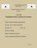 Práctica #4: “Propiedades físicas y químicas de la materia”