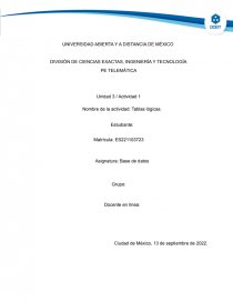 TABLAS LOGICAS BD. Página 1
