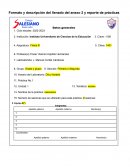 Formato y descripción del llenado del anexo 2 y reporte de prácticas