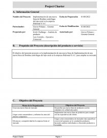 Plantilla Project Charter -BOMBAS CENTRIFUGAS PARA HIDROSTAL SAC. Página 1