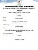 EFECTO DE UNA POLITICA ECONOMICA DE COLOMBIA Y SU EVOLUCION