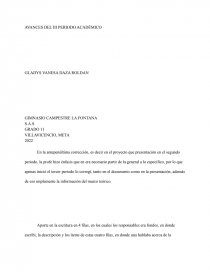 AVANCES DEL III PERIODO ACADÉMICO. Página 1