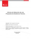 Informe de Selección de una propuesta de Asistencia Técnica