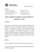 Ingesta energética recomendada en pacientes geriátricos: carbohidratos y grasas
