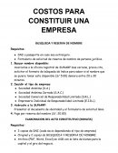 COSTOS PARA CONSTITUIR UNA EMPRESA