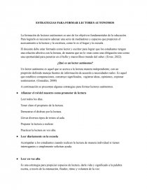 ESTRATEGIAS PARA FORMAR LECTORES AUTONOMOS. Página 1