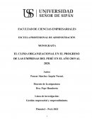 EL CLIMA ORGANIZACIONAL EN EL PROGRESO DE LAS EMPRESAS DEL PERÚ EN EL AÑO 2019 AL 2020