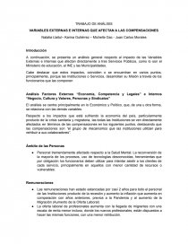 VARIABLES EXTERNAS E INTERNAS QUE AFECTAN A LAS COMPENSACIONES. Página 1