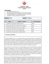 Esquema del informe del proyecto. Página 1