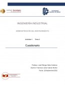 INGENIERÍA INDUSTRIAL ADMINISTRACION DEL MANTENIMIENTO