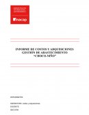 INFORME DE COSTOS Y ADQUISICIONES GESTIÓN DE ABASTECIMIENTO “CHOCO-NIÑO”