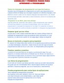 CONSEJOS Y PRIMEROS PASOS PARA APRENDER A PROGRAMAR